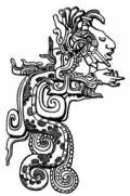 Kukulkán ist der Maya-Name für Quetzalcoatl, hier auf einem Relief in Yaxchilán. © public domain 